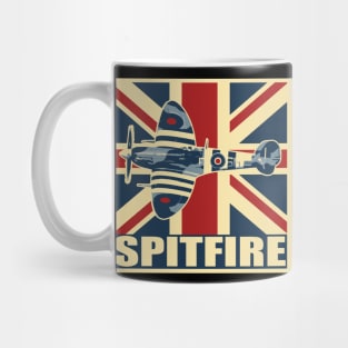 RAF Spitfire UK Aircraft Airplane Plane Vintage union Jack Mug